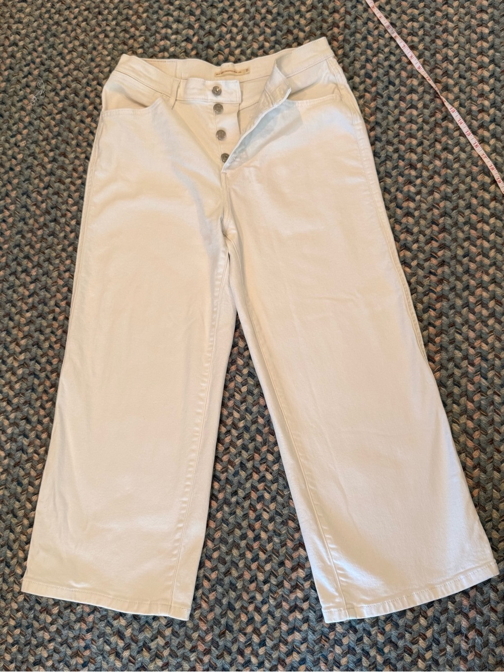 Levi’s Mile High Cropped Wide Leg Button-Fly Pants in White (Size 31)